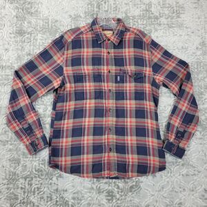 Wrangler Flannel Shirt Mens Medium Blue Red Long Sleeve Plaid Button Rugged